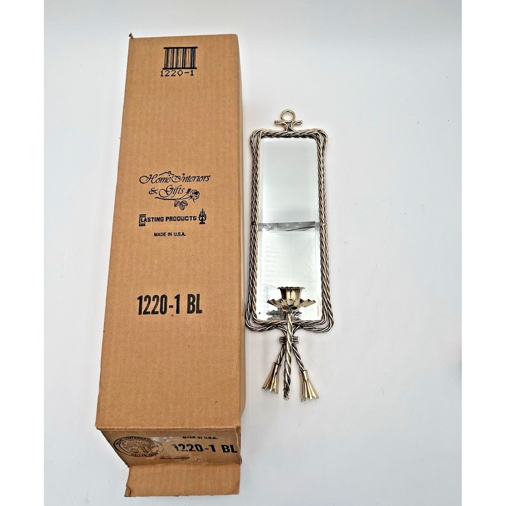 Vintage HOMCO Home Interiors Twisted Rope Mirror Wall Sconce NIB